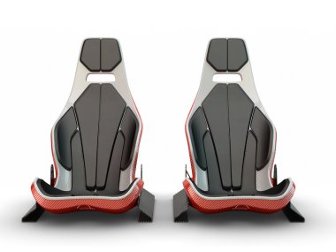 iki beyaz backgrou izole deri karbon fiber koltuklar yarış