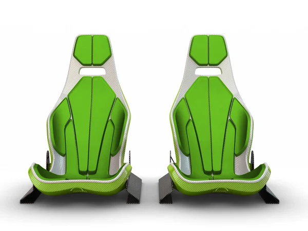 Deux sièges Racing en fibre de carbone en cuir isolés sur fond blanc — Photo