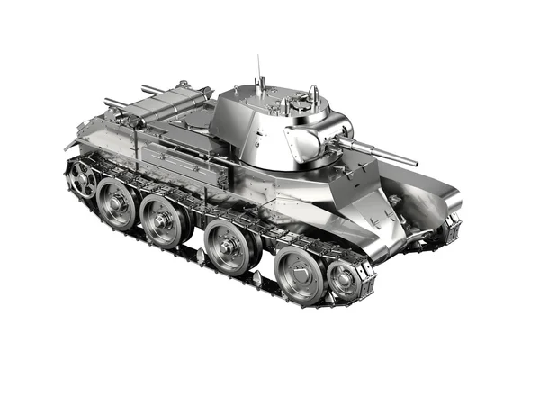 Schaalmodel van een speelgoed zilveren Duitse tank uit wwii geïsoleerd op wh — Stockfoto