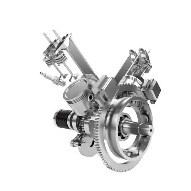 büyük güçlü motosiklet üzerinde w izole motoru sökülüp v2