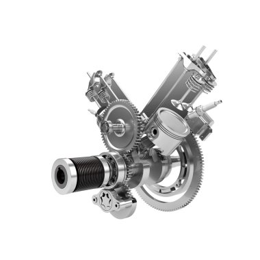 büyük güçlü motosiklet üzerinde w izole motoru sökülüp v2