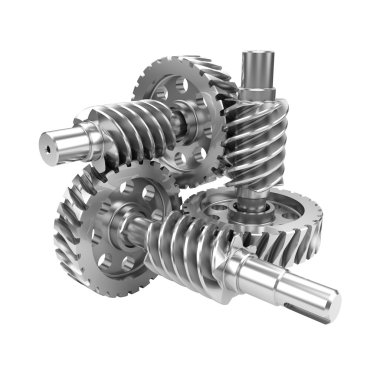 Beyaz arka plan üzerinde izole giyilen dişli tekerler