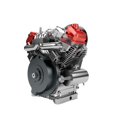 büyük güçlü motosiklet üzerinde beyaz izole motorunun montajı v2