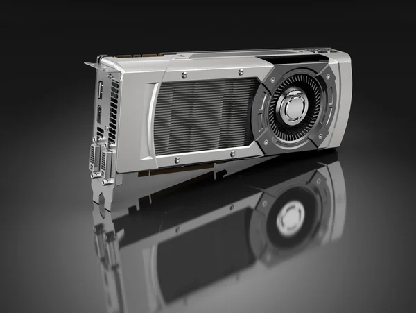 Powerful computer graphic card on white background — Stock Photo, Image
