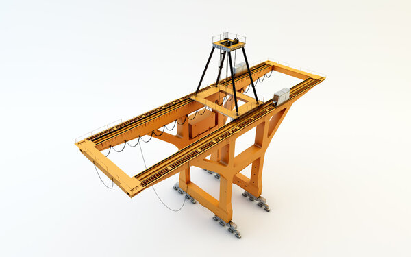 Large mobile container Cargo harbor crane isolated on white