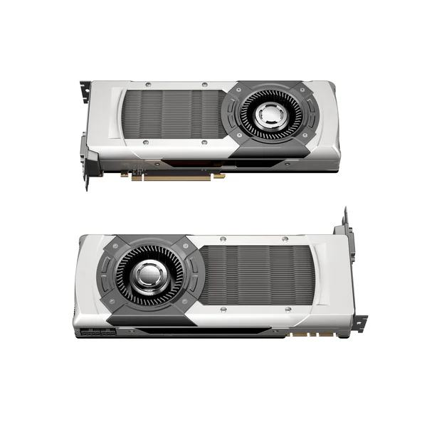 Powerful computer graphic card on white background — Stock Photo, Image