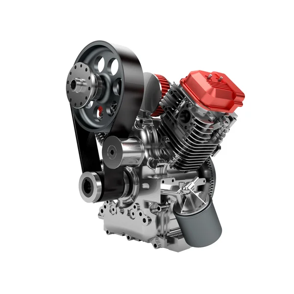 Assembled V2 engine of large powerful motorbike isolated on whit — Stock Photo, Image