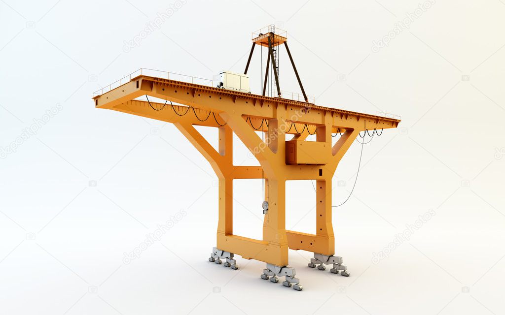Large mobile container Cargo harbor crane isolated on white