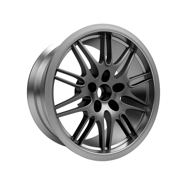 Polished chrome rim wheel on white — Stock Photo, Image