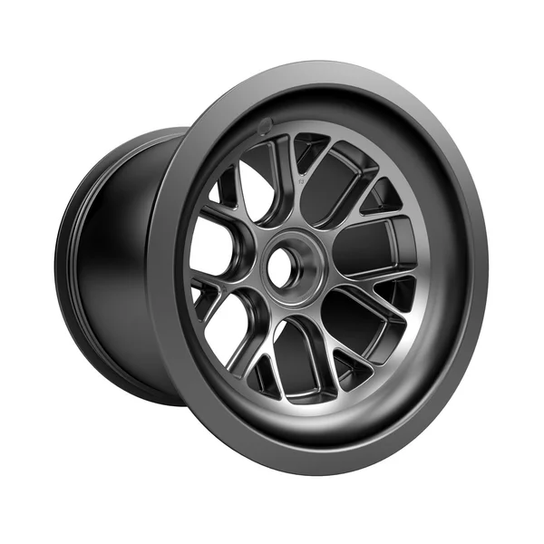 Polished chrome rim wheel on white — Stock Photo, Image