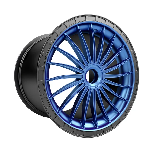 Polished chrome rim wheel on white — Stock Photo, Image