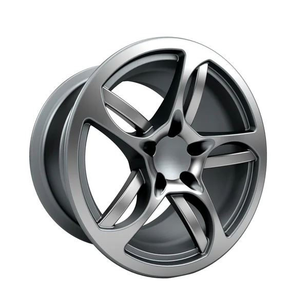 Polished chrome rim wheel on white — Stock Photo, Image