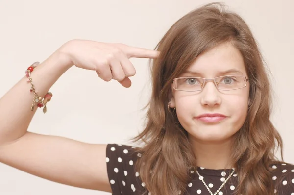 Portrait of teenage girl in glasses — Stock Photo, Image