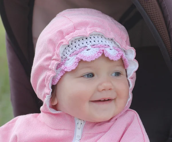 Portrait of baby in carriage — Stock Photo, Image