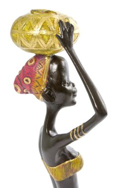 beyaz izole seramik Afrikalı kadın biblo
