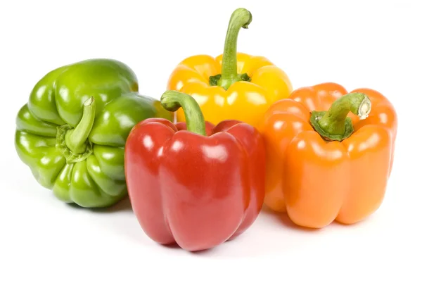 Colorful Bell Peppers Isolated on White — Stock Photo, Image