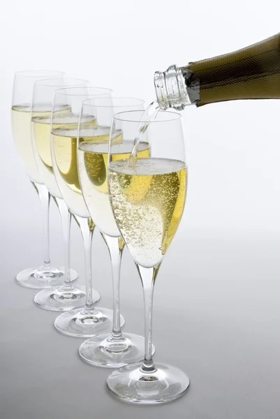 Pouring White Sparkling Wine — Stock Photo, Image