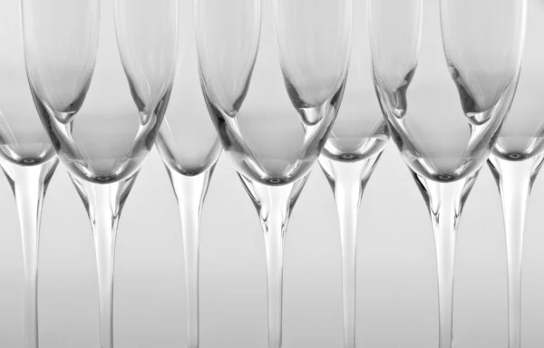 Пустые флейты для шампанского — стоковое фото
