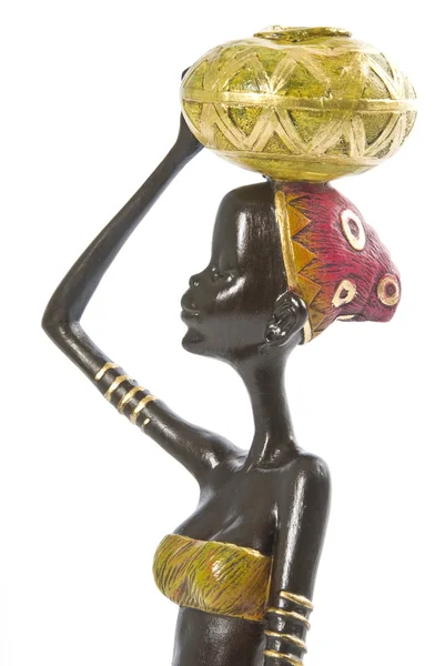 Ceramic African Woman Figurine Isolated on White — Stock Photo, Image