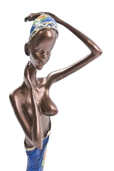 Cerâmica Africano Mulher Figurine Isolado em Branco — Fotografia de Stock