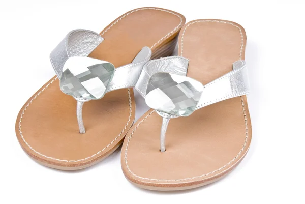 Chanclas de Plata Aisladas en Blanco — Foto de Stock