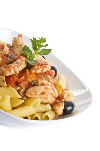 Pasta with Chicken Breast Meat — Stock Photo, Image