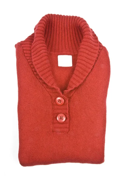 Bawełna czerwony sweter na białym tle — Zdjęcie stockowe