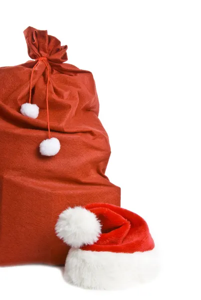 Santa claus geschenk tas geïsoleerd op wit — Stockfoto