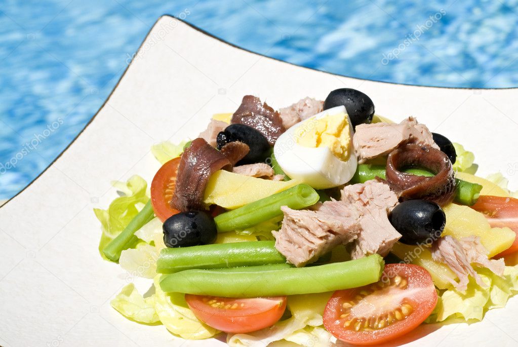 Nicoise Salad by the Pool