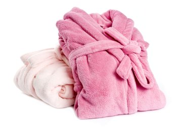 Pink Bathrobes Isolated on White clipart