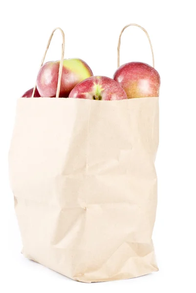 A Bag of Macintosh Apples Isolated on White — Stock Photo, Image