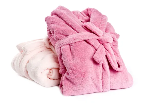 pembe bornoz üzerinde beyaz izole