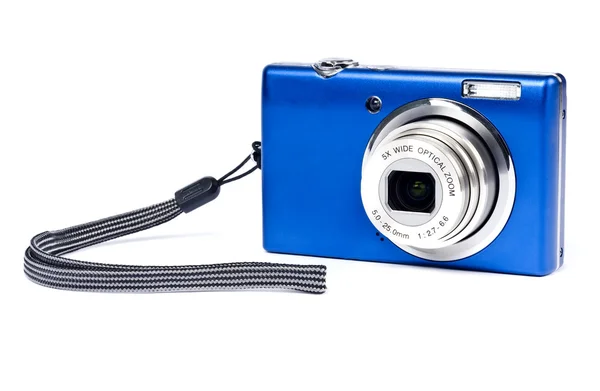 Blue Digital Camera Isolated on White — Stock Photo, Image