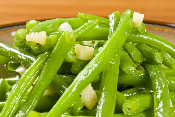 Grüne Bohnen und Knoblauch — Stockfoto