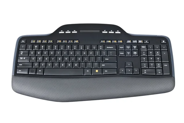 Black Wireless Computer Keyboard Isolated on White — Stock Photo, Image