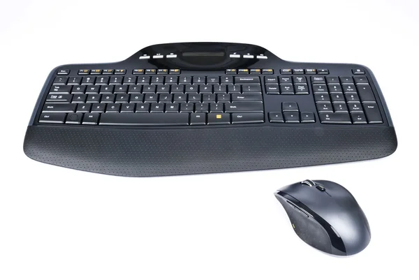 Black Wireless Computer Keyboard and Mouse Isolated on White — Stock Photo, Image