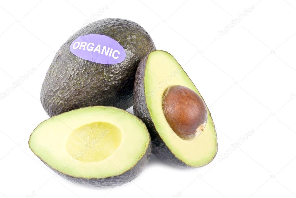 Organic Avocados Isolated on White