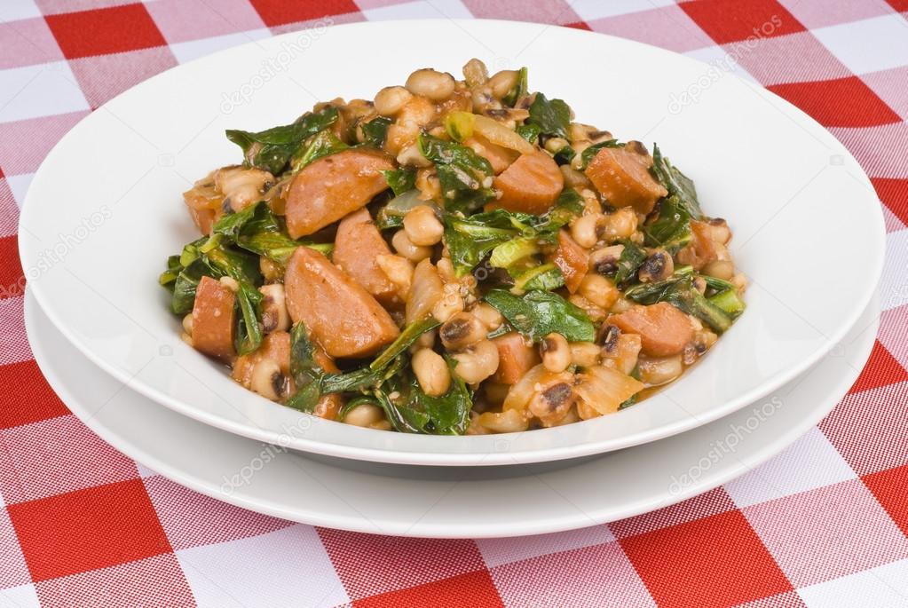 Sausage, Beans and Collard Greens Stock Photo by ©chiyacat 12340180