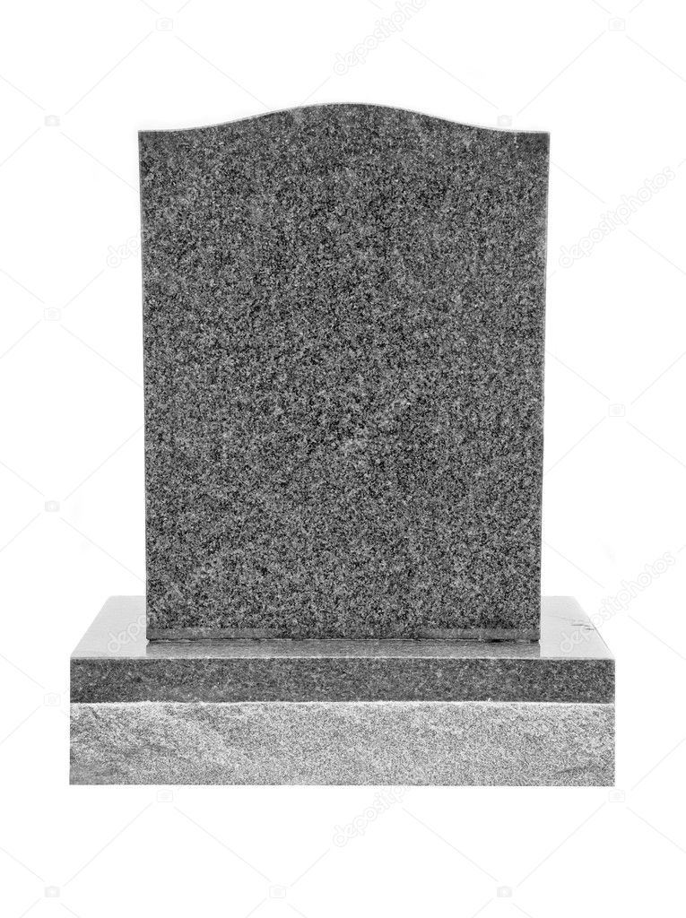 Granite Tombstone Isolated on White
