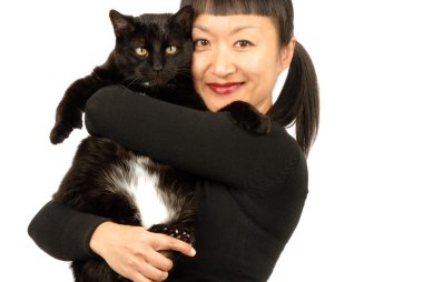 kadın ve onun sevgili kedi