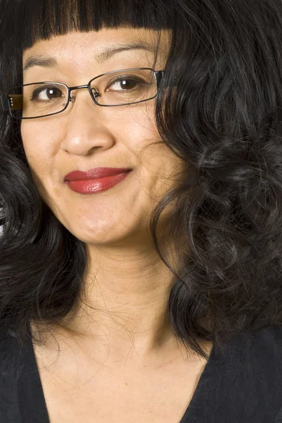 Close-up of an Asian Woman with Curly Hair — Stock Photo, Image