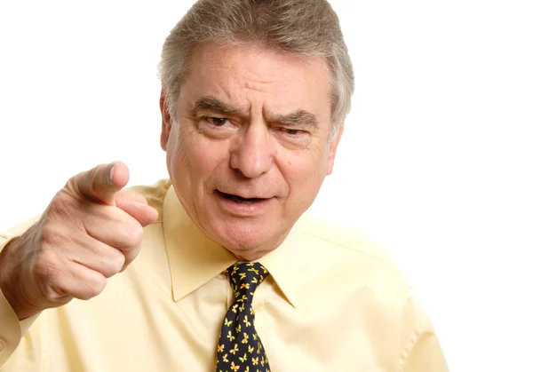 Upset Mature Man Pointing His Finger — Stock Photo, Image