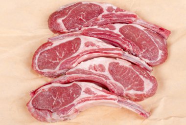 Raw Lamb Chops on Paper clipart