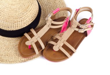 beyaz izole kadın deri sandalet