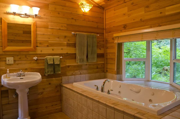 Cuarto de baño con vistas al bosque — Foto de Stock