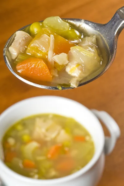 Spoonful of Homemade Chicken Soup — Stock Photo, Image