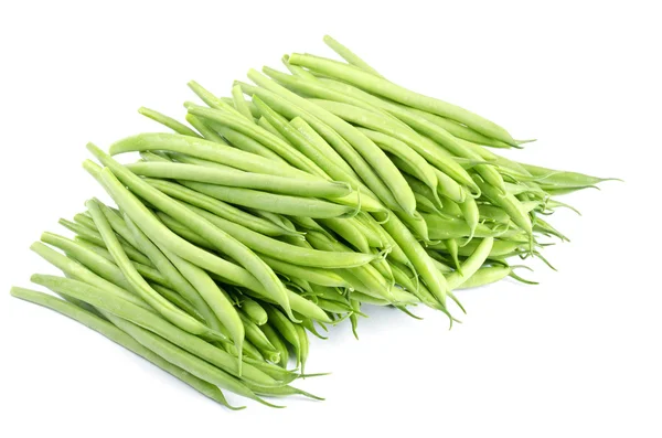 Zelené fazolky izolované na bílém — Stock fotografie