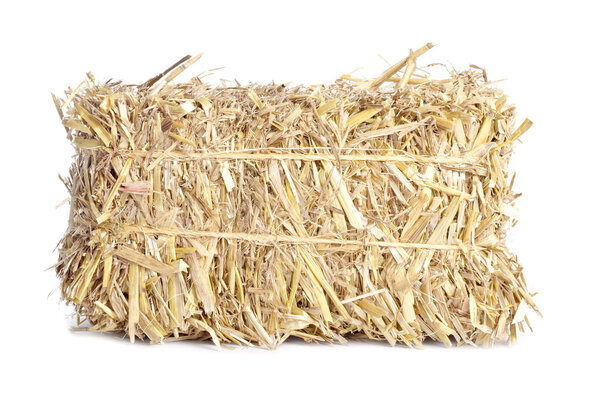 A bale of hay isolated on a white background.