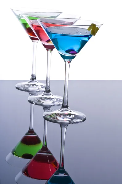 Barevné martini koktejlů — Stock fotografie