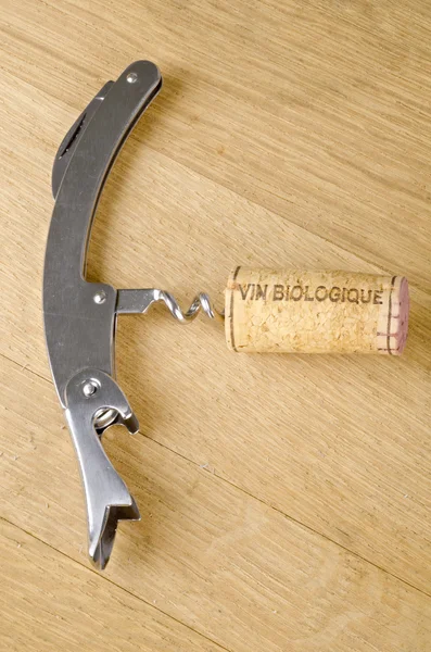 开瓶器、 软木、 有机葡萄酒 — 图库照片